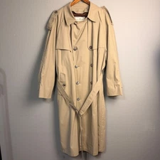 Mens London Fog Towne Double Breasted Trench Coat Beige Classic Overcoat Reg 42