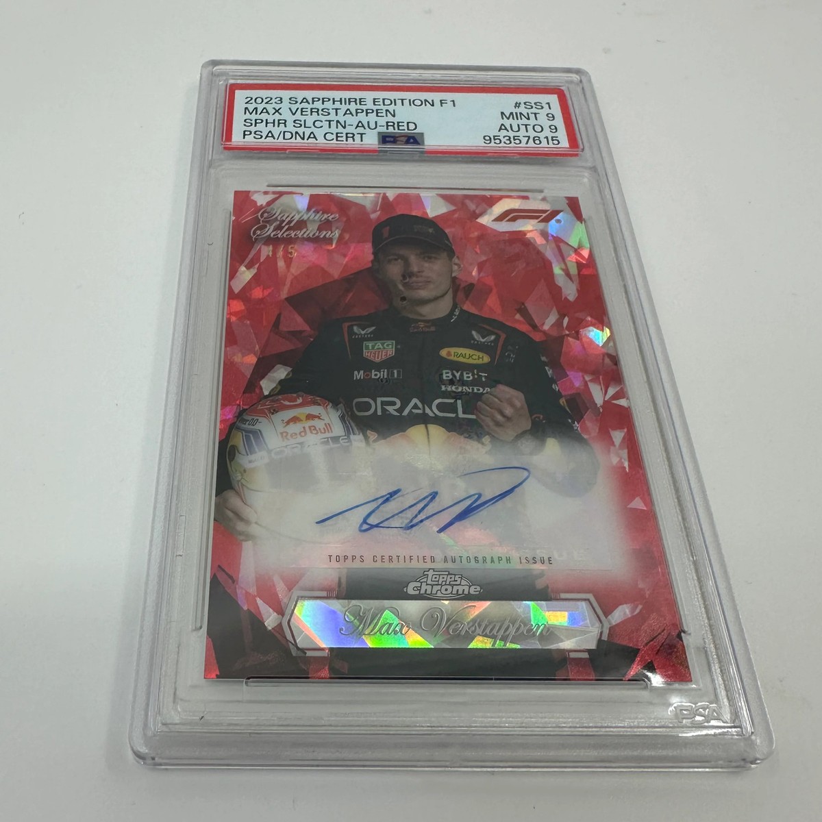 PSA 9 - Red Auto /5 Max Verstappen - 2023 Topps F1 Sapphire