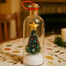 Christmas Tree Message in a Bottle with LED Voice Recording Message Glass Decors