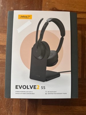 Jabra Evolve2 55 Link380a MS Stereo Telefon Headset mit Ladestation Noise Cancel
