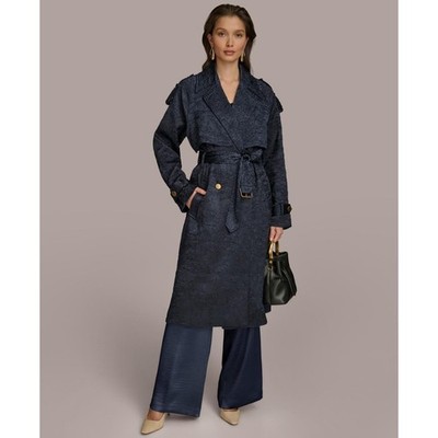 Donna Karan New York Nightfall Crinkle Satin Trench Coat - Size XS (B3)