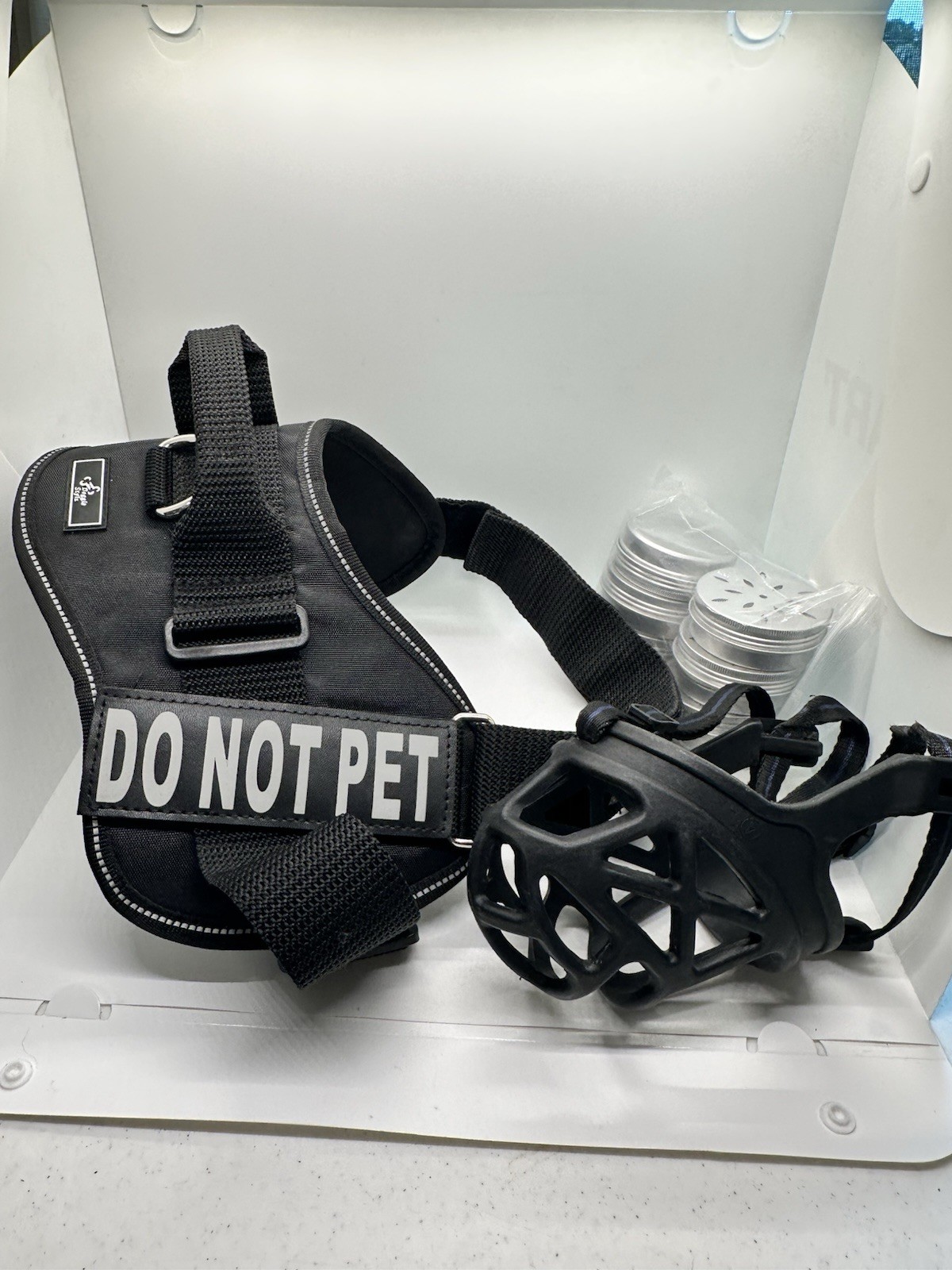 Reflective Do Not Pet Dog Harness Muzzle