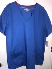 Scrub Zone Unisex Multi-Pocket V-Neck Scrub Top Royal Blue Size XXL