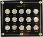 1941-1945-S Mercury Silver Dime 15 Coin Set UNC Detail Most Appear Cleaned C4361