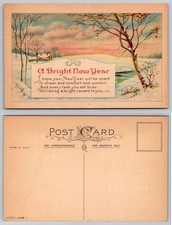 A Bright New Year Winter Landscape Unposted Postcard Made in USA