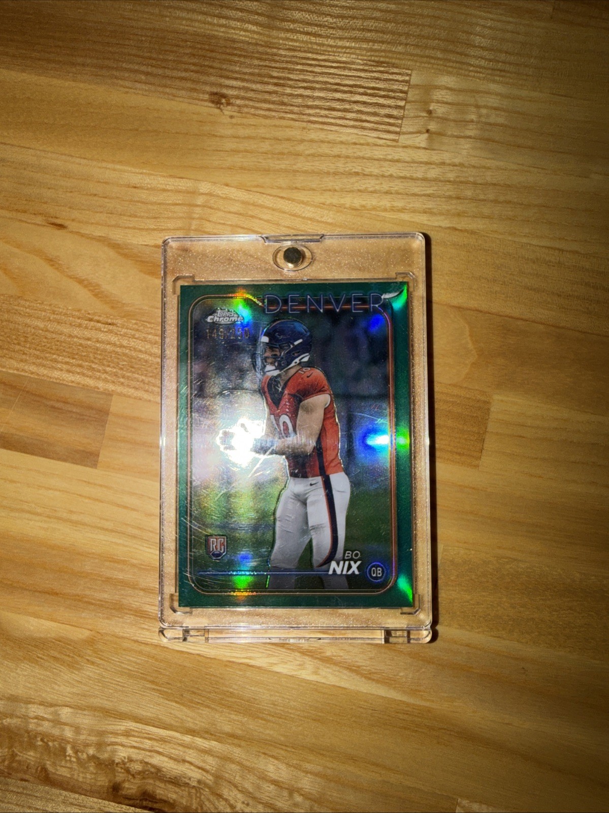 2024 Topps Chrome - Rookies Bo Nix #206 Teal Refractor /250 (RC)