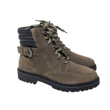 Aquatalia Mayra Weatherproof Lace-Up Boot Taupe Black Suede Leather Fall Chic