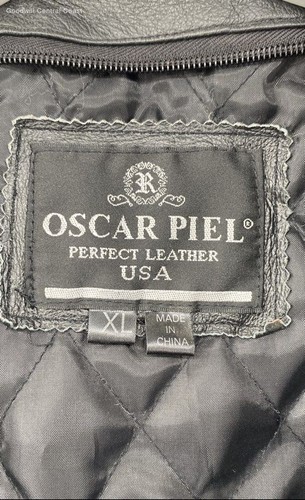 Oscar Piel Perfect Leather USA Men's Black Leather Coat - Size XL Vintage - Picture 3 of 11