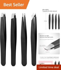 Ergonomic Stainless Steel Tweezers Set - Perfect for Eyebrows Splinter Removal
