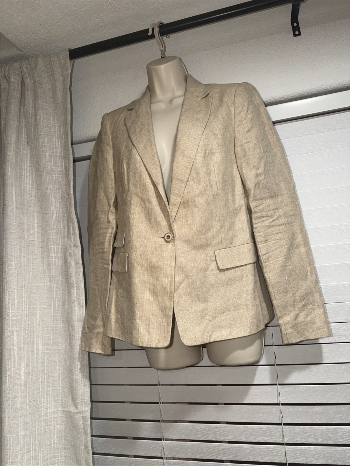 Zara Basic Blazer Jacket Womens  SmallBeige Long … - image 1