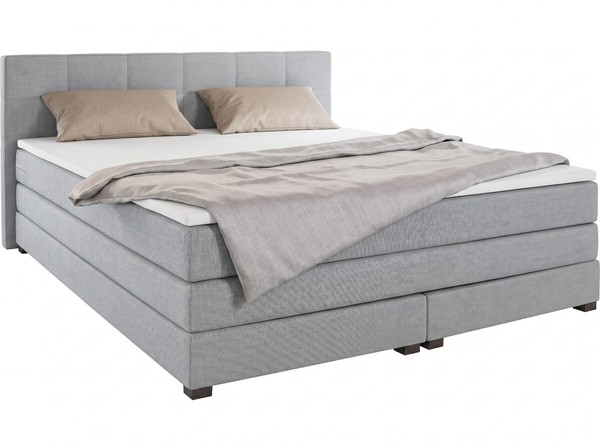 Graues Boxspringbett 200 X 200 Doppelbett Mit Matratze SchlafzimmermöBel-image