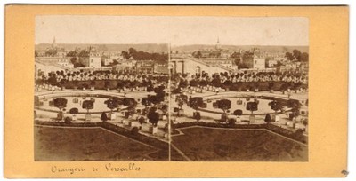 Orangerie Schloss Versailles um 1865 Stereo Foto Tag Nacht