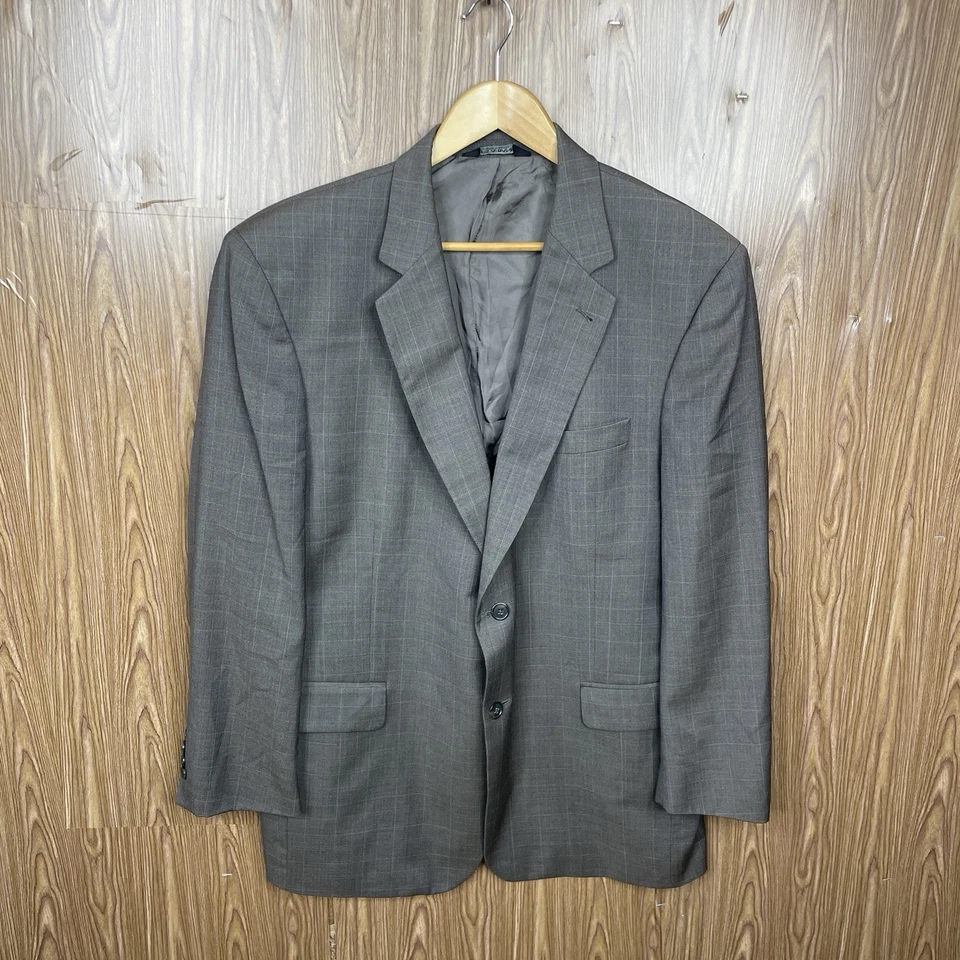 Jos A Bank 2 Piece Suit Mens 44R 38x29 Olive Green Multicolor Plaid 100% Wool - Image 3 of 4