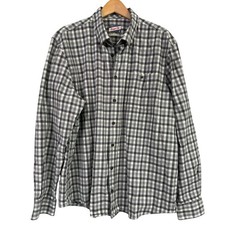 Johnnie-O Hangin' Out Button Down Long Sleeve Plaid Shirt Size XL Black Grey