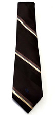 Vintage Christian Dior Brown Cream Striped Neck Tie Made in USA New With Tag