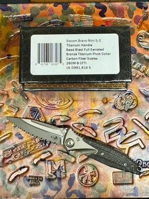 Microtech Socom Bravo Mini - CF/Ti w/ Full Serrate Bead Blasted M390 - BNiB
