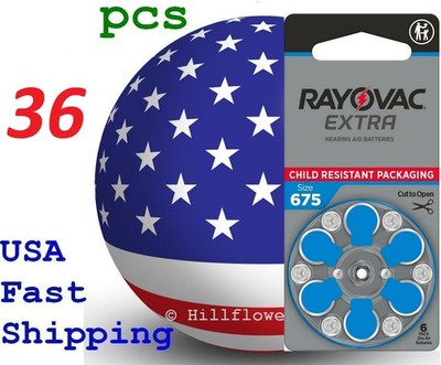 36 pcs A675 675A Size 675 Rayovac Extra Card 1.5V Zinc Air Hearing Aid Battery