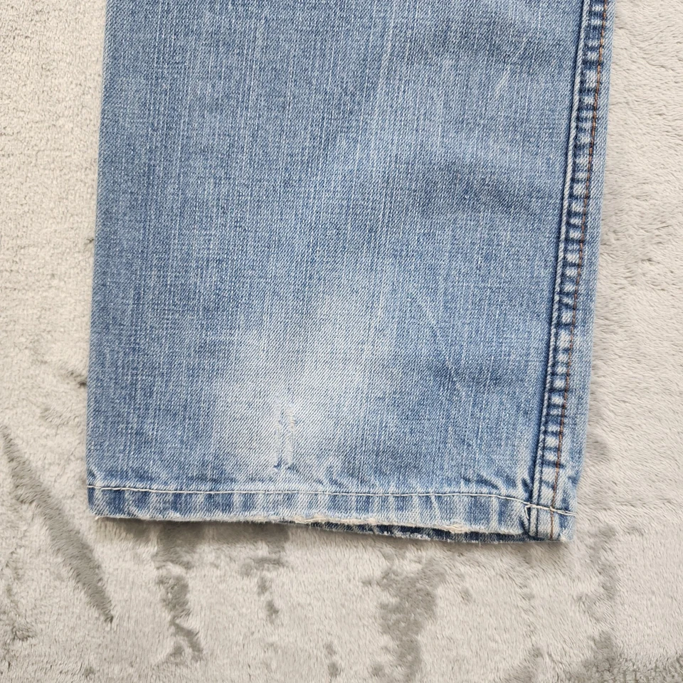 Vintage Y2K Rue21 BLACK Jeans Mens 31/32 Blue Distressed Mid Rise Bootcut Grunge - Image 4 of 4