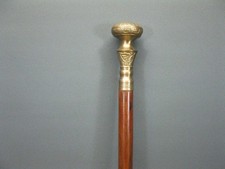 Vintage Antique Walking Cane  Wooden Walking Stick Brass Handle Knob Gift.