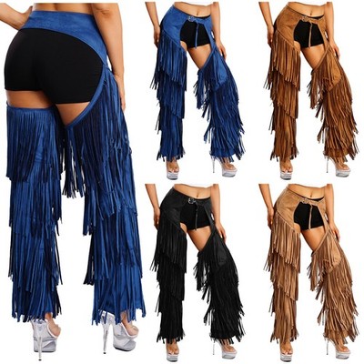 Damen Cowgirl Sexy Hose Rave Unterteile Radfahren Cowboy-Chaps Mottoparty Disko