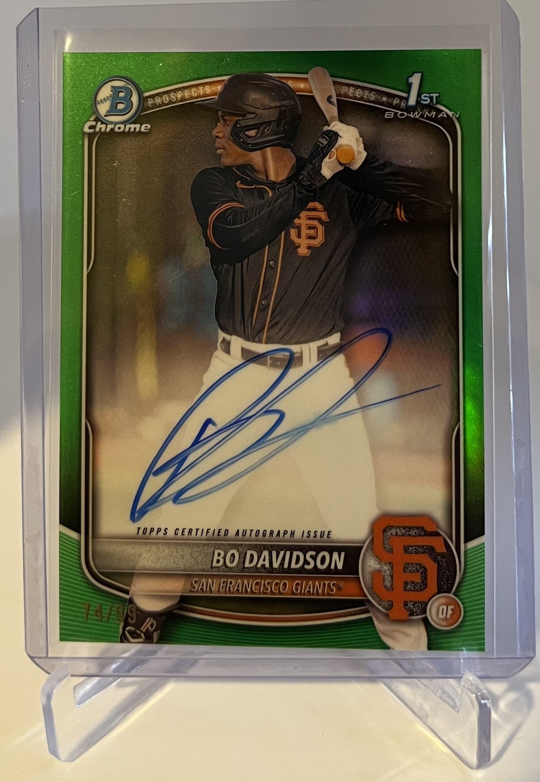 2025 Bowman Chrome Bo Davidson 1st True Green Refractor /99 On Card Auto Giants