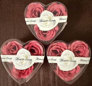 3 Gift Boxes Of 3 Red Rose Flower Soap - Perfect for Events, Weddings & Resale