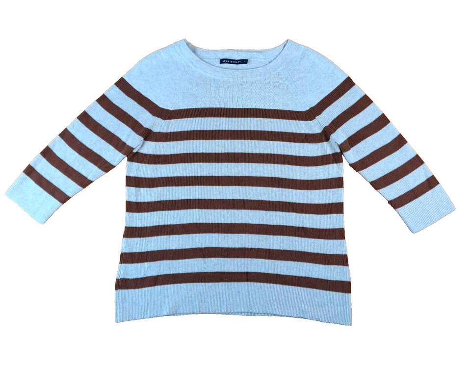 Sportscraft Womens Sweater Size XL Stripes Crew Neck Pullover Jumper Outdoor