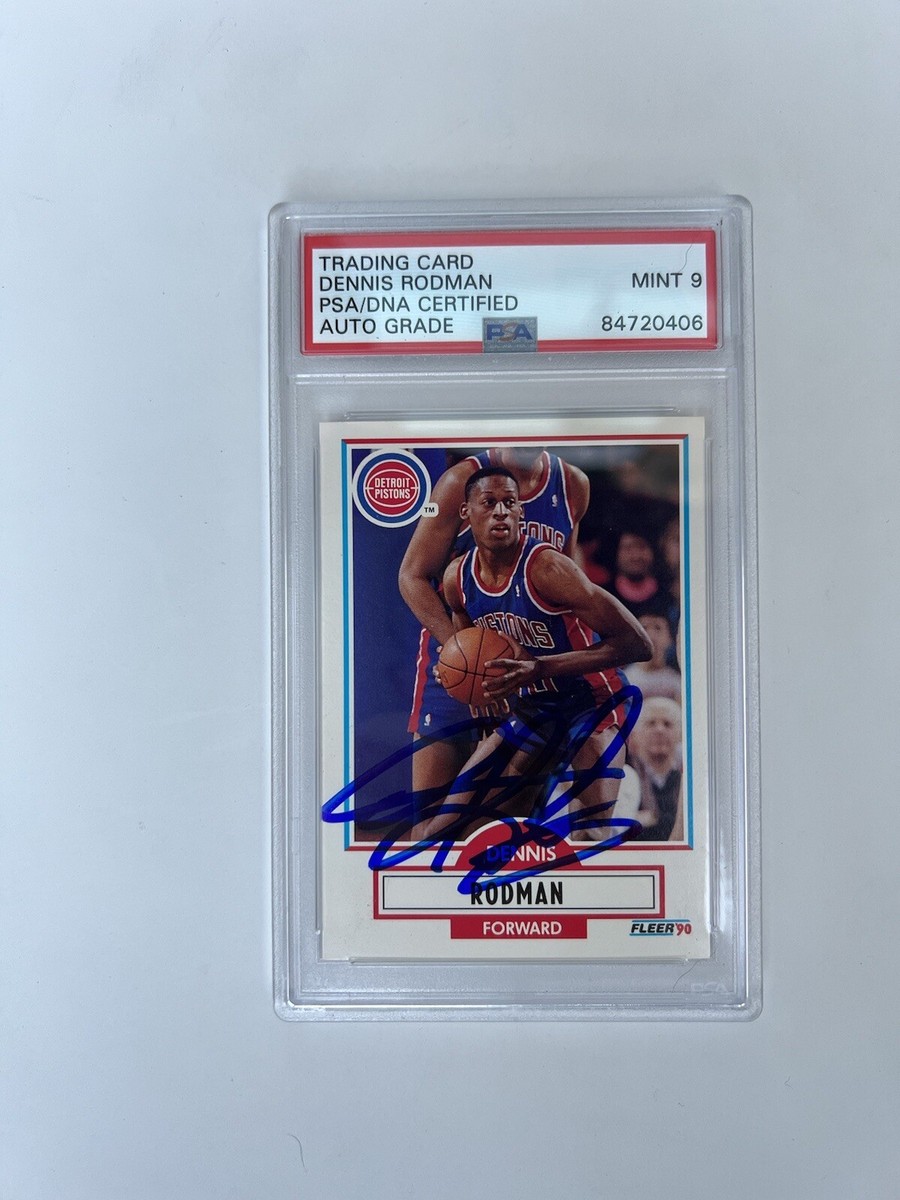 Dennis Rodman Signed 1990 Fleer Card PSA/DNA AUTO MINT 9