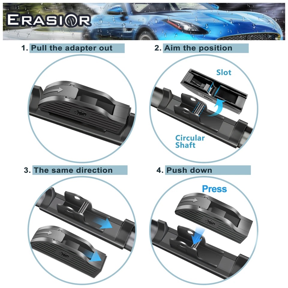 Erasior Windshield Wiper Blades Fit For 2014-2018 Porsche 911 22"+21" NPTB 2Pcs - Image 4 of 4