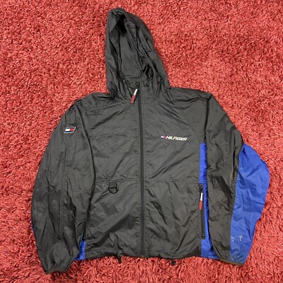 vintage tommy hilfiger colorblock competition hoodie jacket