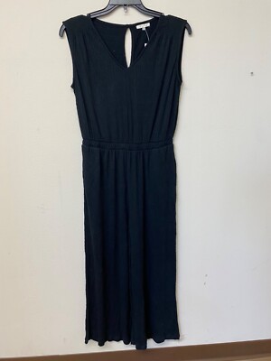 Z Supply Women's Black Sleeveless V Neck Lunch Date Jumpsuit NWT