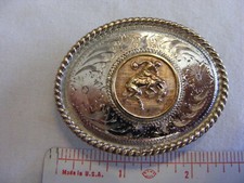 Cowboy Cowgirl Childs Western Belt Buckle Bronc Rider Alpaca Mexico