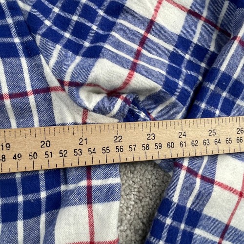 LL Bean Hoodie Womens Large Blue White Scotch Plaid Flannel Full Zip Hooded - Picture 10 of 12