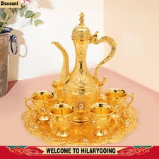 Turkish Tea Set Vintage Coffee Set W/ Pot +6 Cups for Wedding Christmas Birthday