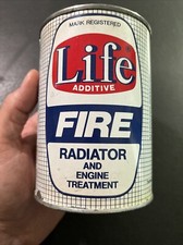 Vintage Original Graphic Life Additive Fire Radiator Treatment Oil Can CLEAN