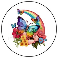 BUTTERFLY RAINBOW FLOWERS ENVELOPE SEALS LABELS STICKERS PARTY FAVORS
