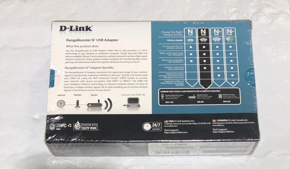  D-LINK N300 SUPERIOR WI-FI FOR LARGE HOMES RANGE BOOSTER N USB ADAPTER  SEALED - Image 2 of 4