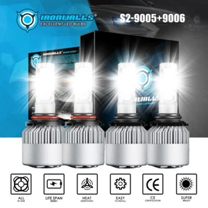 IRONWALLS 9005 9006 LED Ampoules pour phares 6500K Haute Basse Perle Super Blanc COB