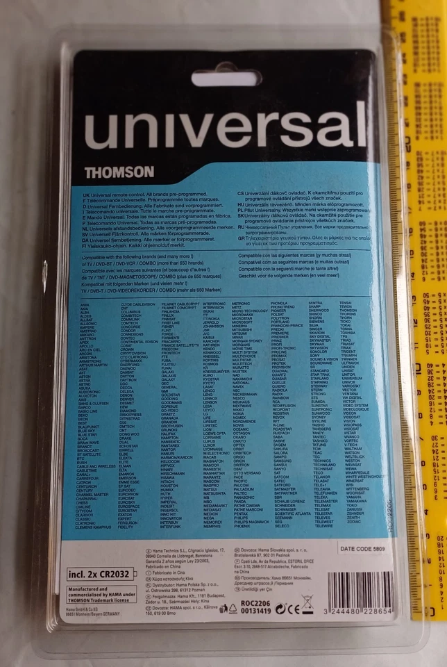 MANDO CONTROL REMOTO UNIVERSAL THOMSON ROC2206 2 EN 1 TV-DVD-TDT ETC. CON IMAN - Imagen 2 de 4