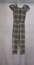 LOVE REP BLIC  Big Girls Jumpsuit Yellow Plaid Cold Shoulder Size S 7-8 .