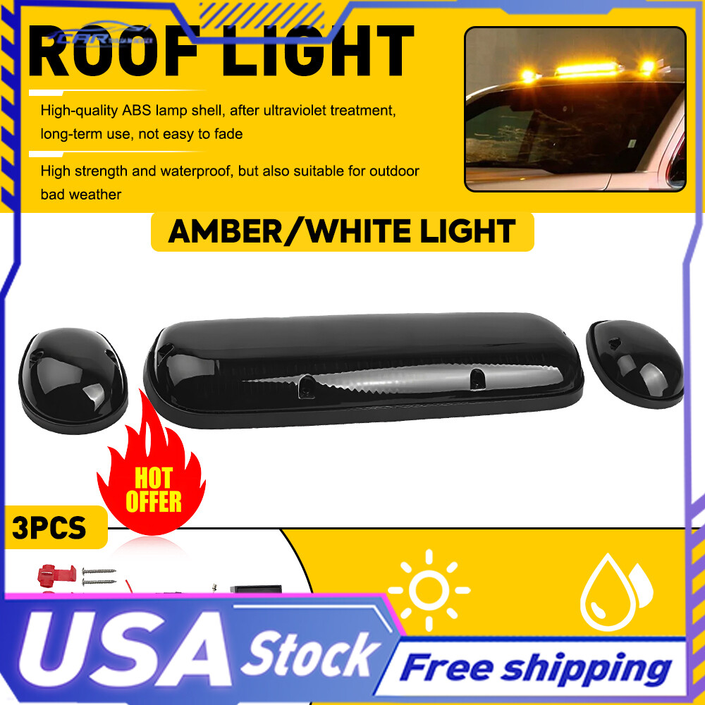 2002-2006 Chevy Silverado & Sierra LED Cab Roof Lights - Amber/White 12+24 LED IP68 Waterproof  