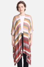 Anthropologie Style Fashion Striped Print Kimono Ruana Wrap Cover up