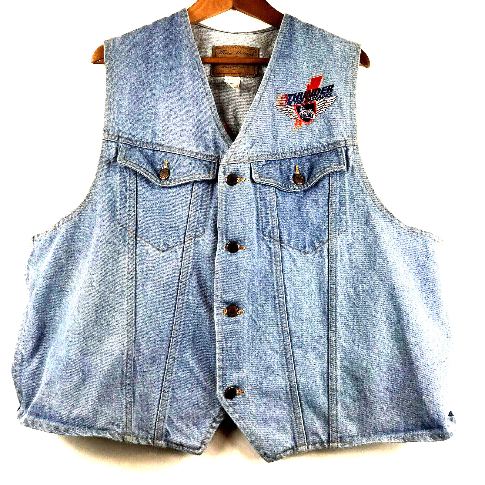 3 Rivers Vest Mens Sz Large Thunder In The Cascades Motorcycle Event Denim