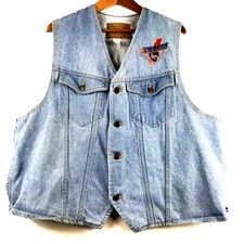 3 Rivers Vest Mens Sz Large Thunder In The Cascades Motorcycle Event Denim
