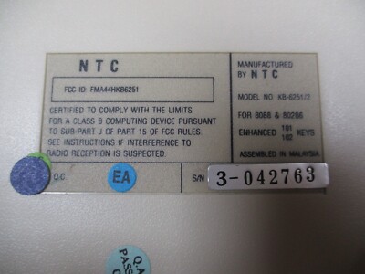 NTC KB-6251/2 Keyboard for 8088 & 80286 - White | eBay