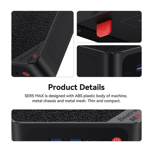 Beelink SER5 MAX AMD Ryzen 7 5800H Mini PC Windows 11 16G 500G WiFi6 4K Computer - 第 5/22 張圖片