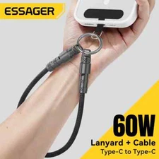 Essager 60W USB C to Type C Lanyard Data Cable PD Fast Charging For iPhone 16 15