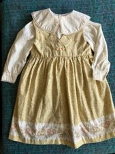 Toddler Girls Vintage Easter Dress-Handmade-Bunny Print-3/4 T-Cotton-2 Pc-EUC