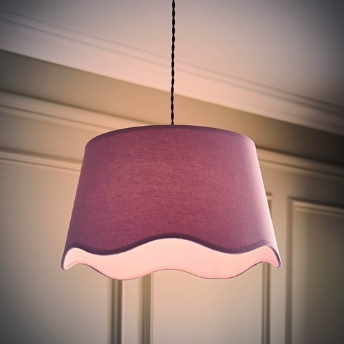 Large Lightshade Easy Fit Ceiling Shade Natural Linen Lampshade Scalloped Edge - Picture 25 of 38