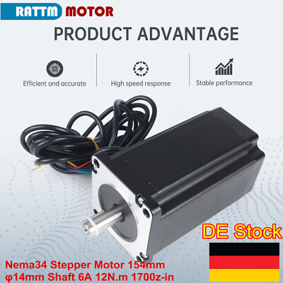 〖DE〗Nema34 Schrittmotor 12N.m 1700oz-in CNC Stepper Motor 156mm 14mm Shaft 6A
